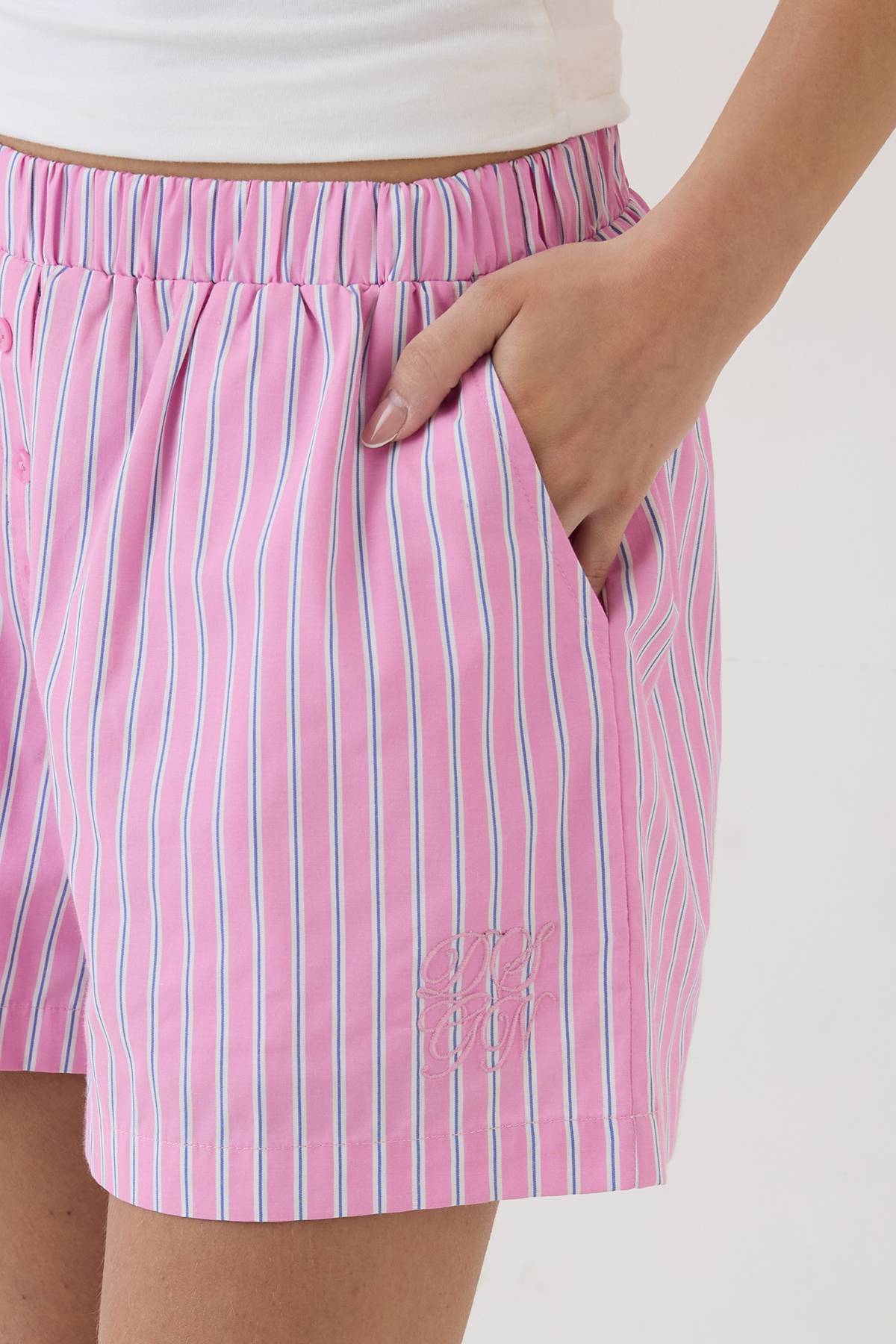 Short En Popeline À Rayures Avec Boutonnage Henley Dsgn Studio