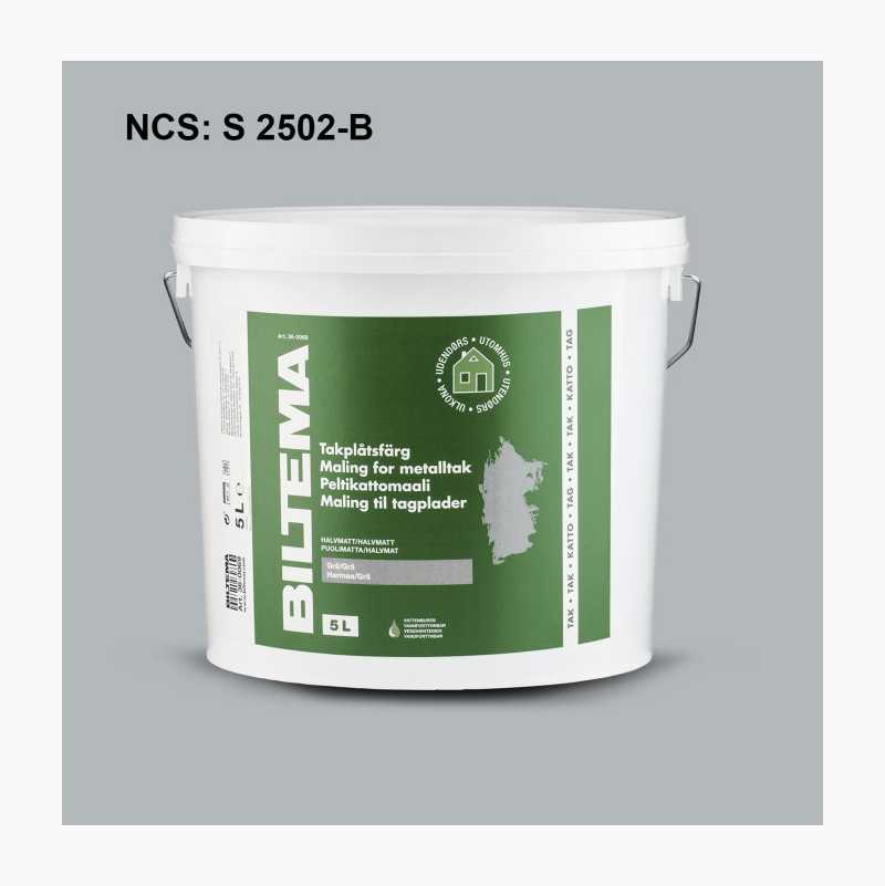 Maling for metalltak, grå, 5 liter