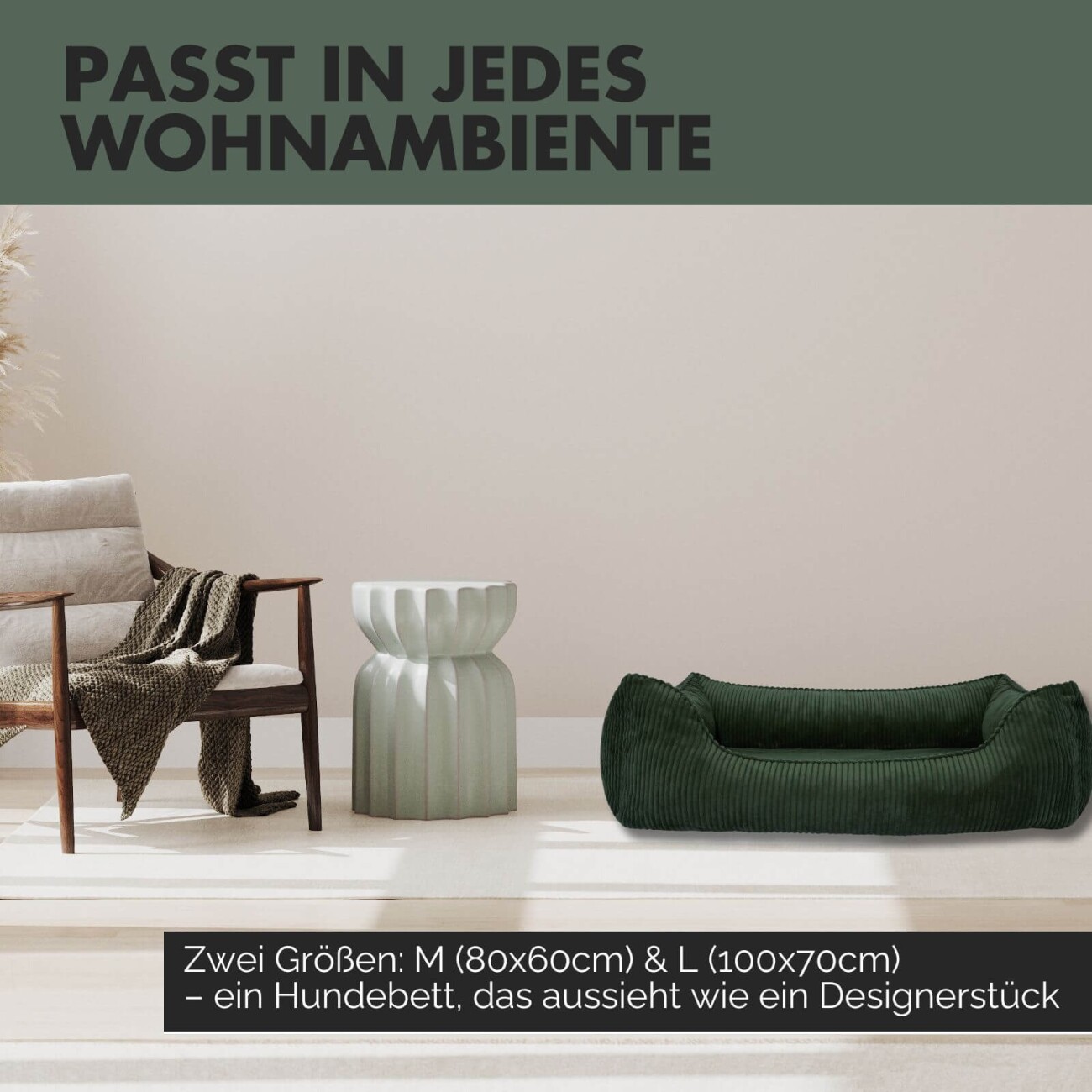 PAW WOW Hundebett ANTON Cord Olivegrün M