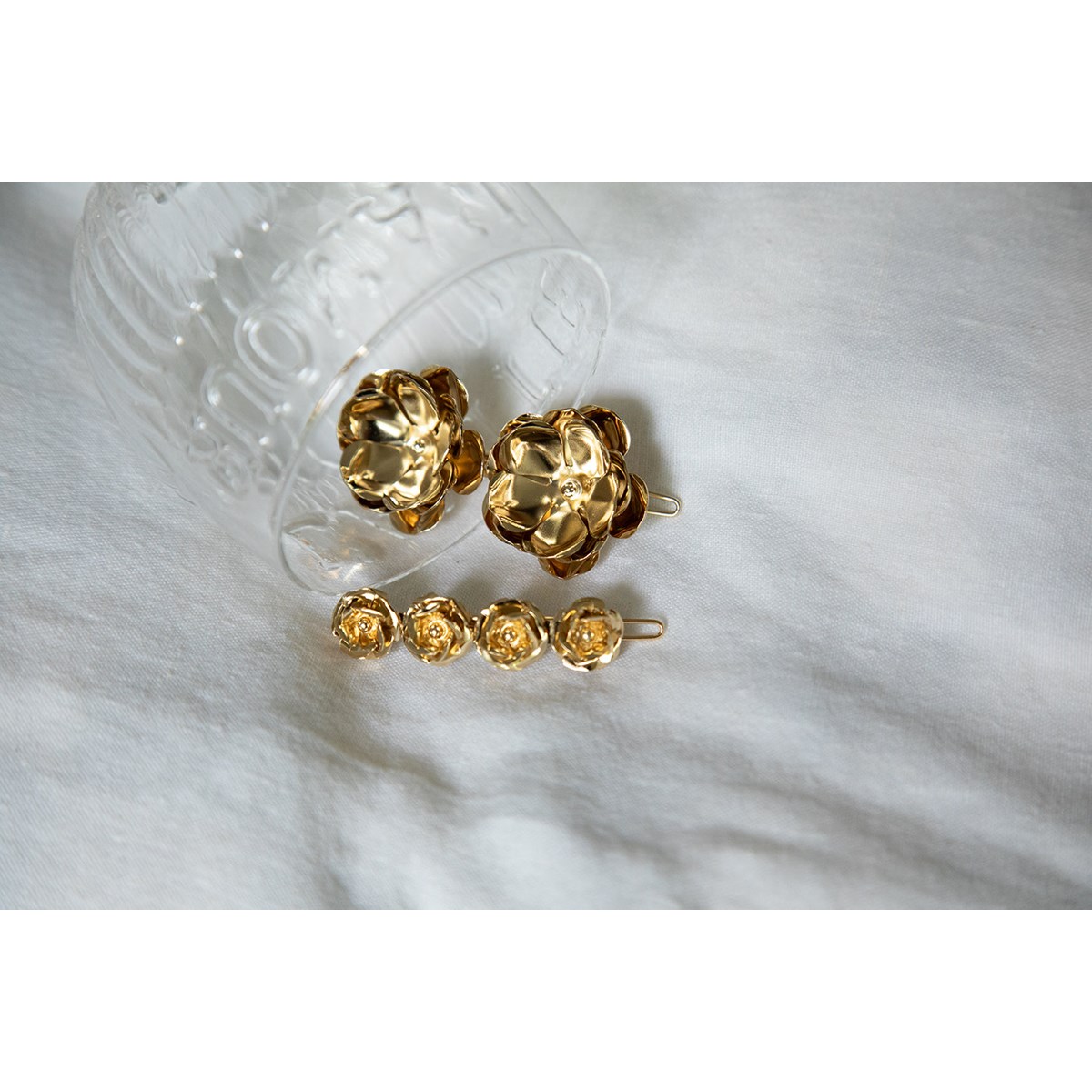 maxi barrette fleurs doré à l'or fin - AGLAÉ