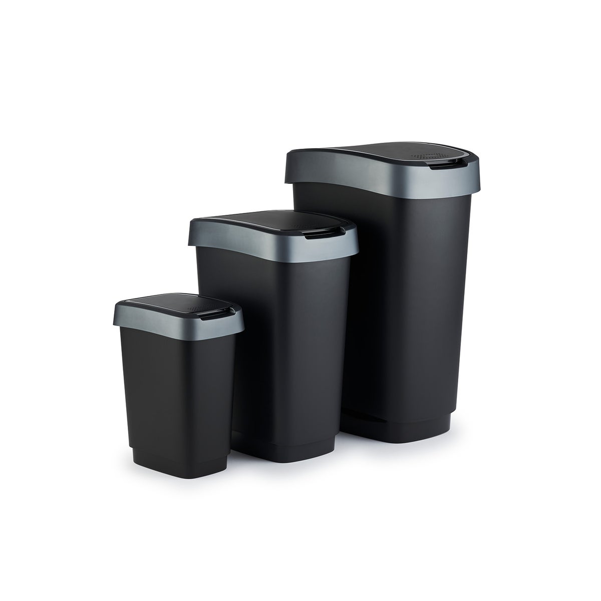 PROREGAL Classic afvalbak voor binnen, 25 liter, HxBxD 47,6 x 25 x 33 cm, kunststof, zwart-zilver