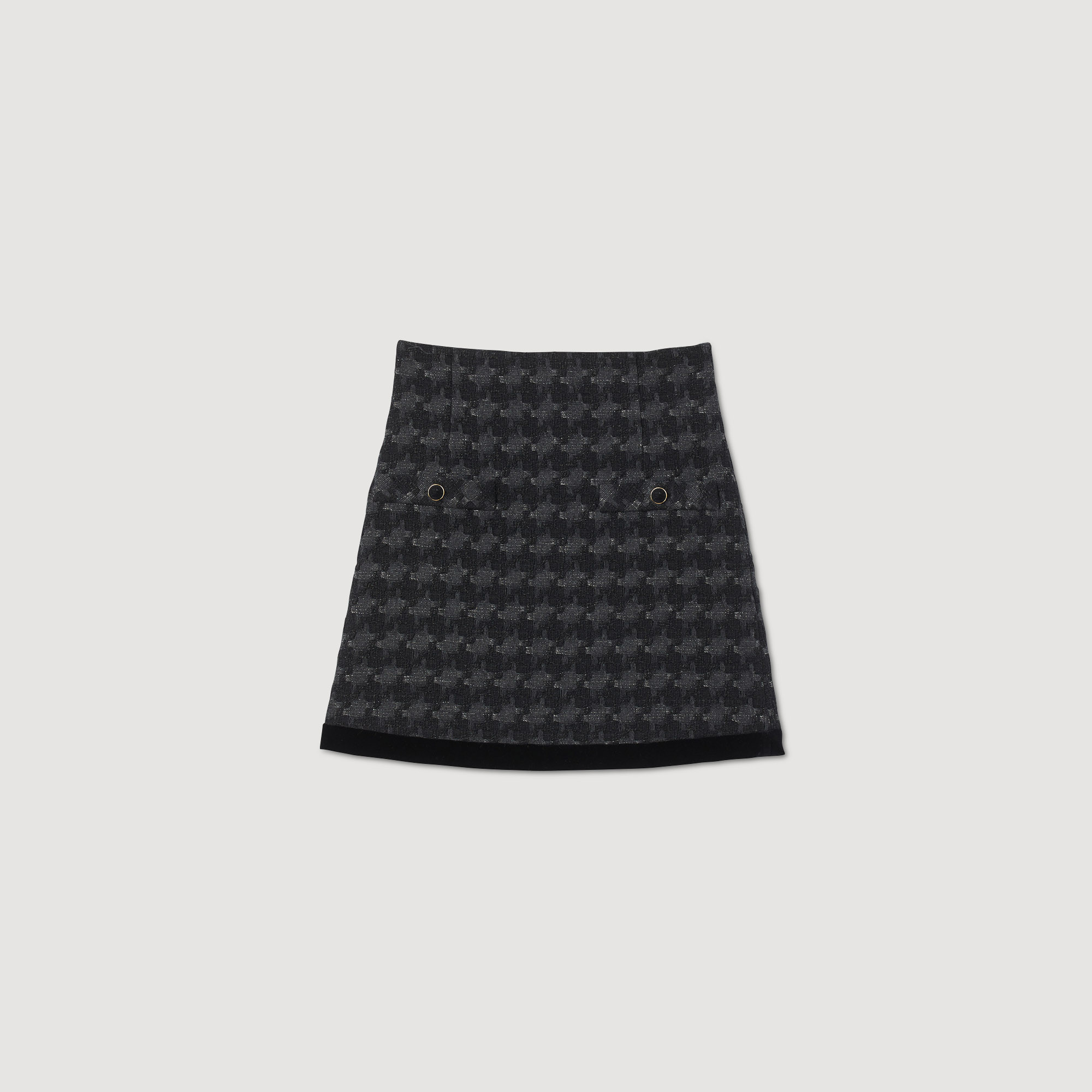 Jupe courte en tweed pied-de-coq