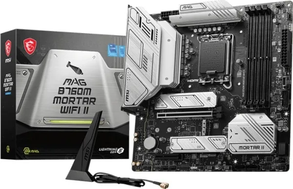 MSI MAG B760M MORTAR WIFI II - Bundkort - micro ATX - LGA1700 sokkel - B760 Chipset - USB 3.2 Gen 1, USB 3.2 Gen 2, USB-C 3.2 Gen2, USB-C 3.2 Gen 2x2 - 2.5 Gigabit LAN, Wi-Fi 6E, Bluetooth - onboard grafik (CPU påkrævet) - HD Audio (8-kanaler)
