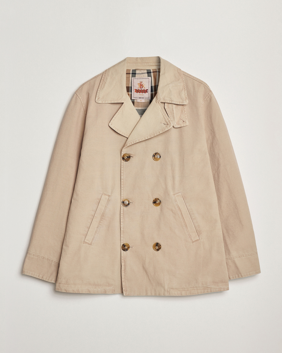 Baracuta Garment Dyed Canvas Peacoat British Khaki