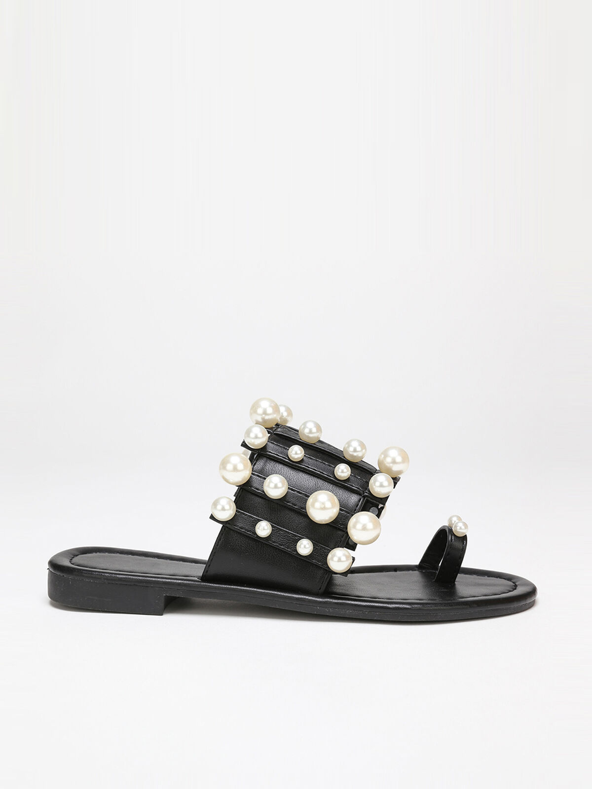 Mules à perles- Noir