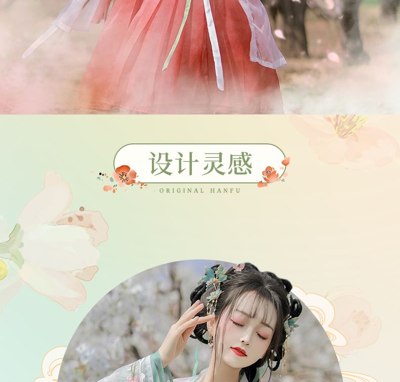 Francoix - Hanfu-kostuumset met lange mouwen en bloemenborduurwerk