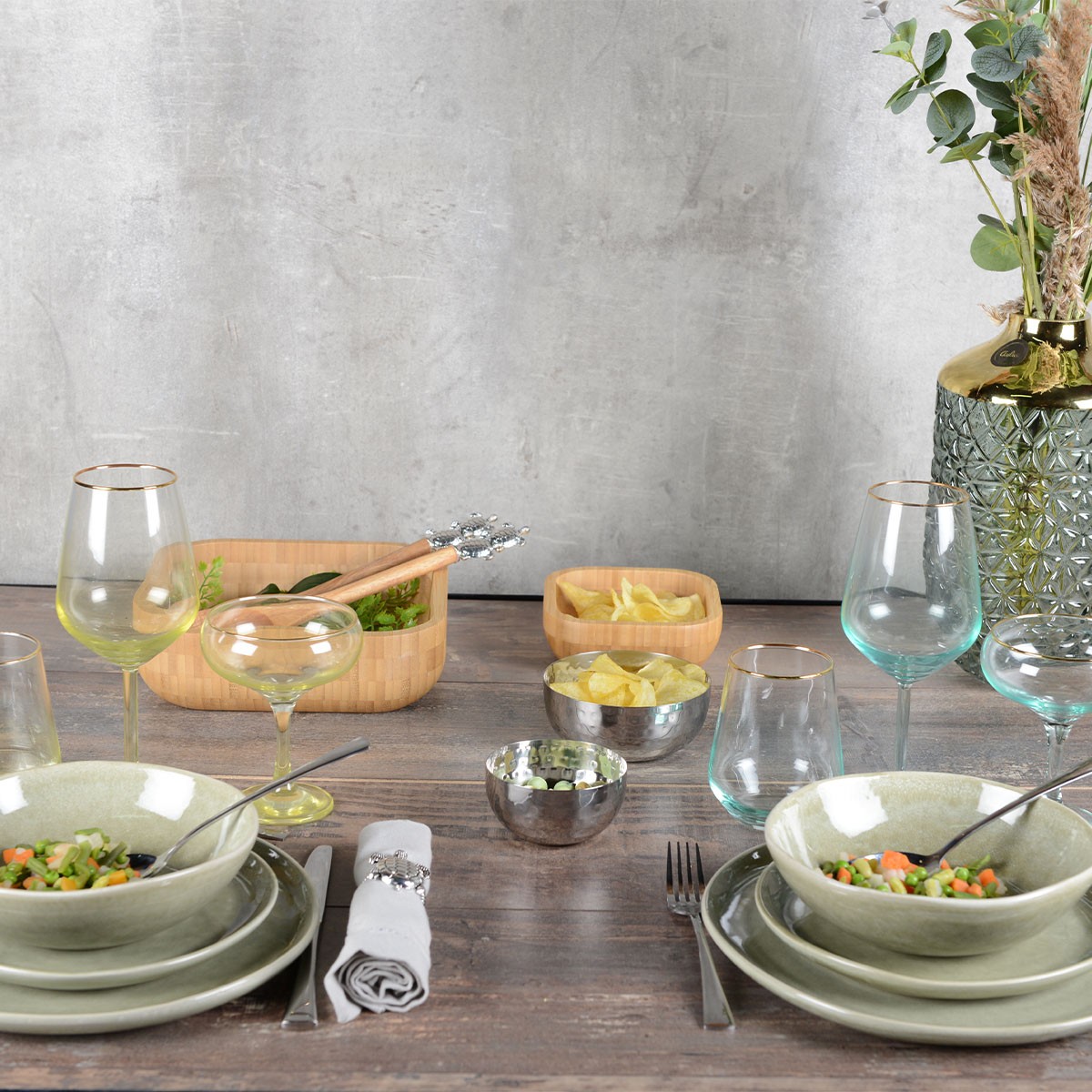 Assiette a dessert verte 20.6cm par boite de - 6