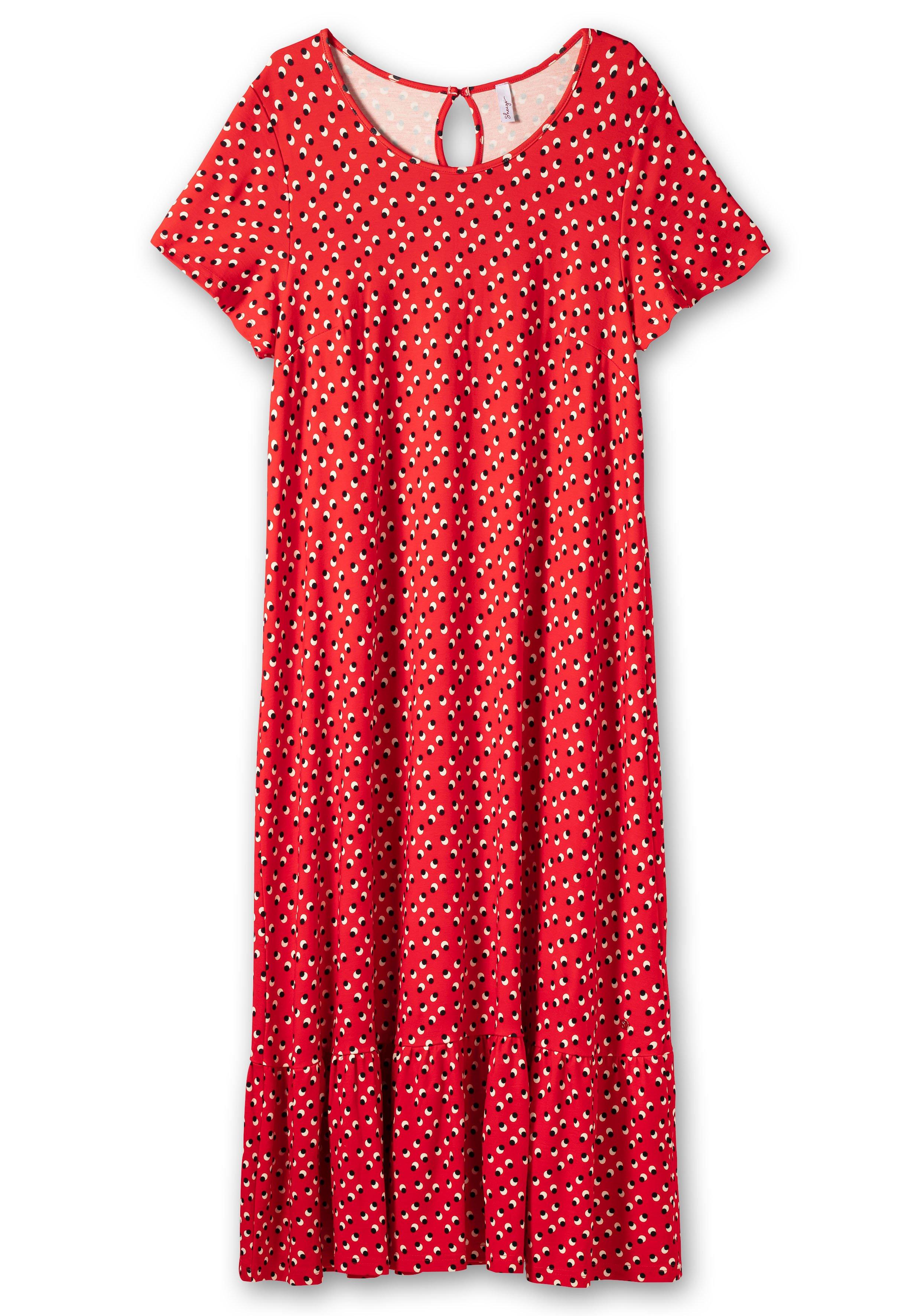 Jerseykleid in Maxilänge, mit Volant am Saum