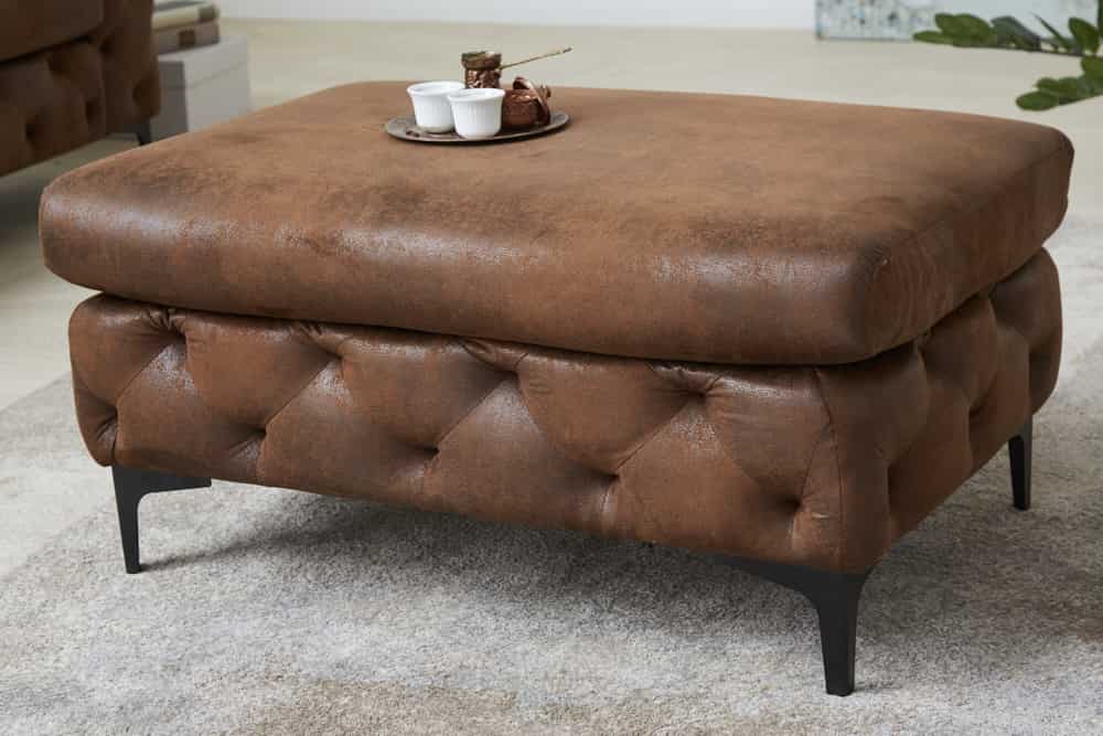 Chesterfield Sitzhocker MODERN BAROCK 90cm antik braun Fußhocker