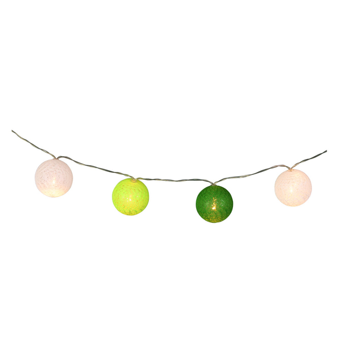 10er LED-Kugellichterkette - Ø = ca. 6 cm - grün/weiß