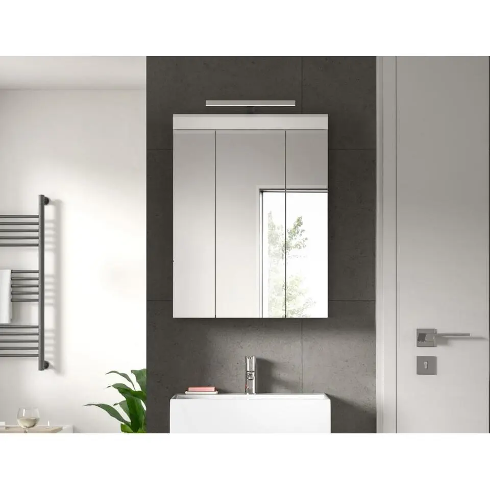 Hioshop Scout spiegelkast inclusief verlichting 2 deuren- 3 spiegeldeuren- 3