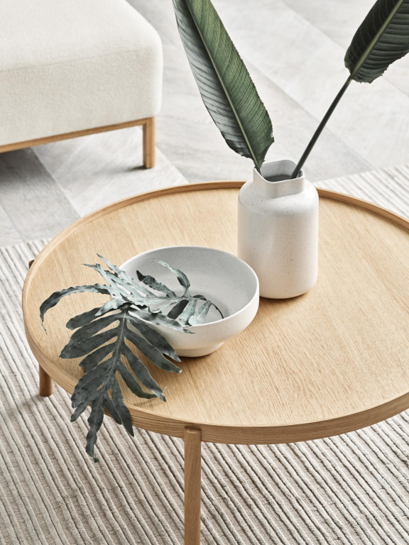 Bolia Tab salontafel Ø90 H34 wit gepigmenteerd geolied eiken