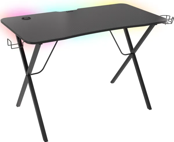 Genesis Holm 200 RGB - Skrivebord - rektangulær med konturerede hjørner - sort