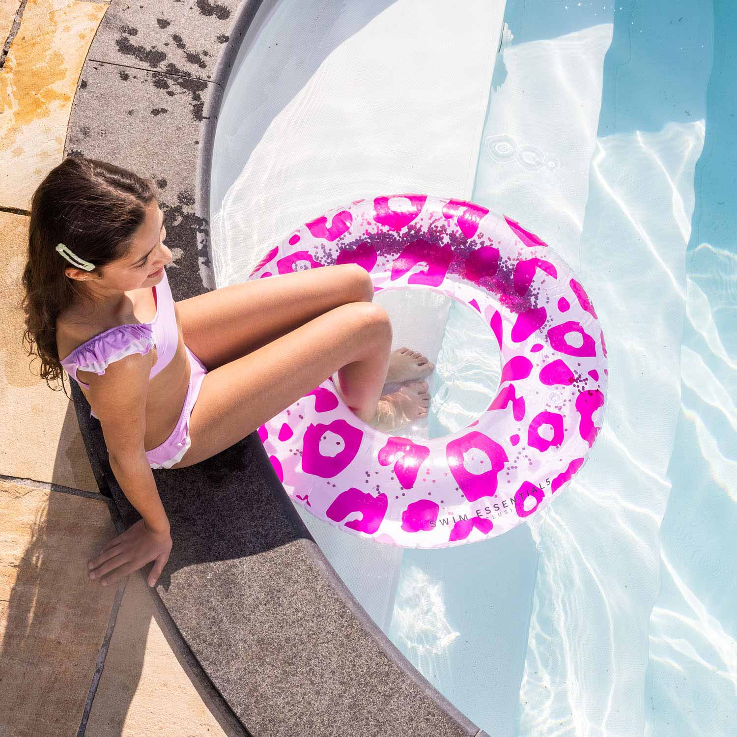 Swim Essentials Zwemring Panterprint Neon, 90cm