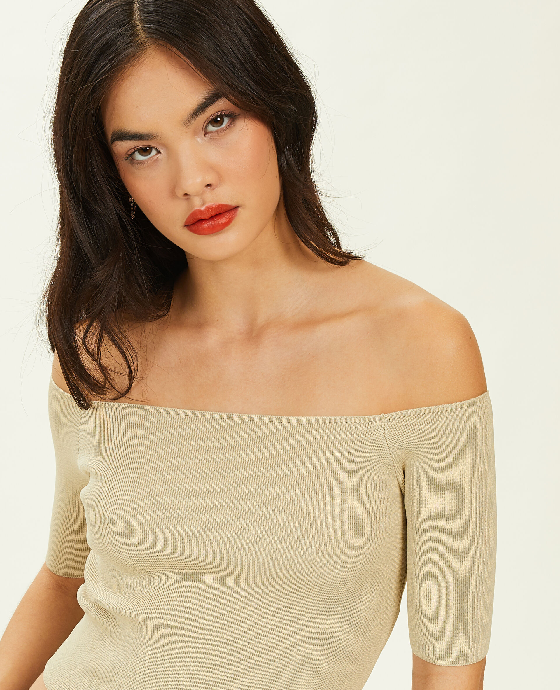 Top encolure Bardot - Sable