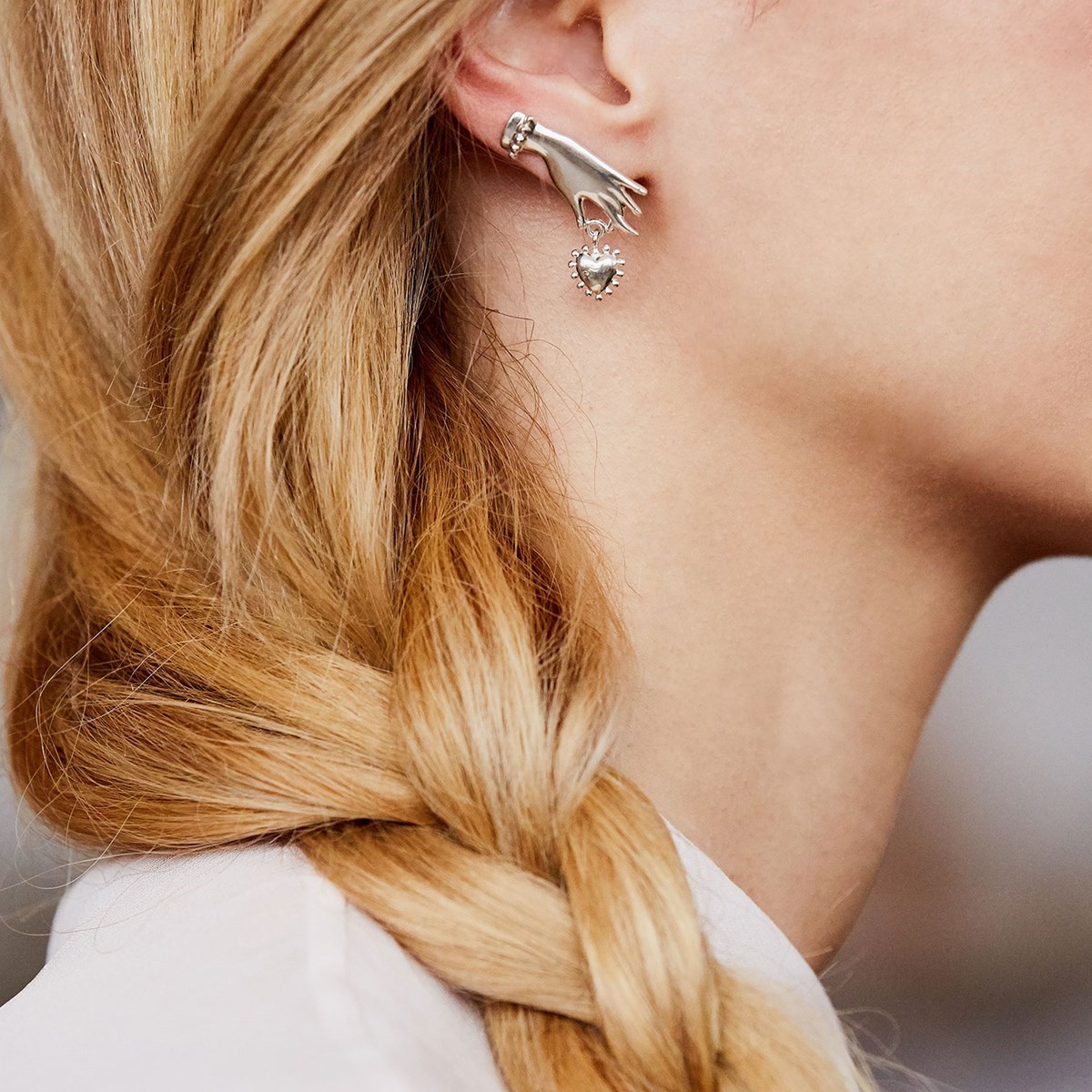 Boucles argent main et coeur