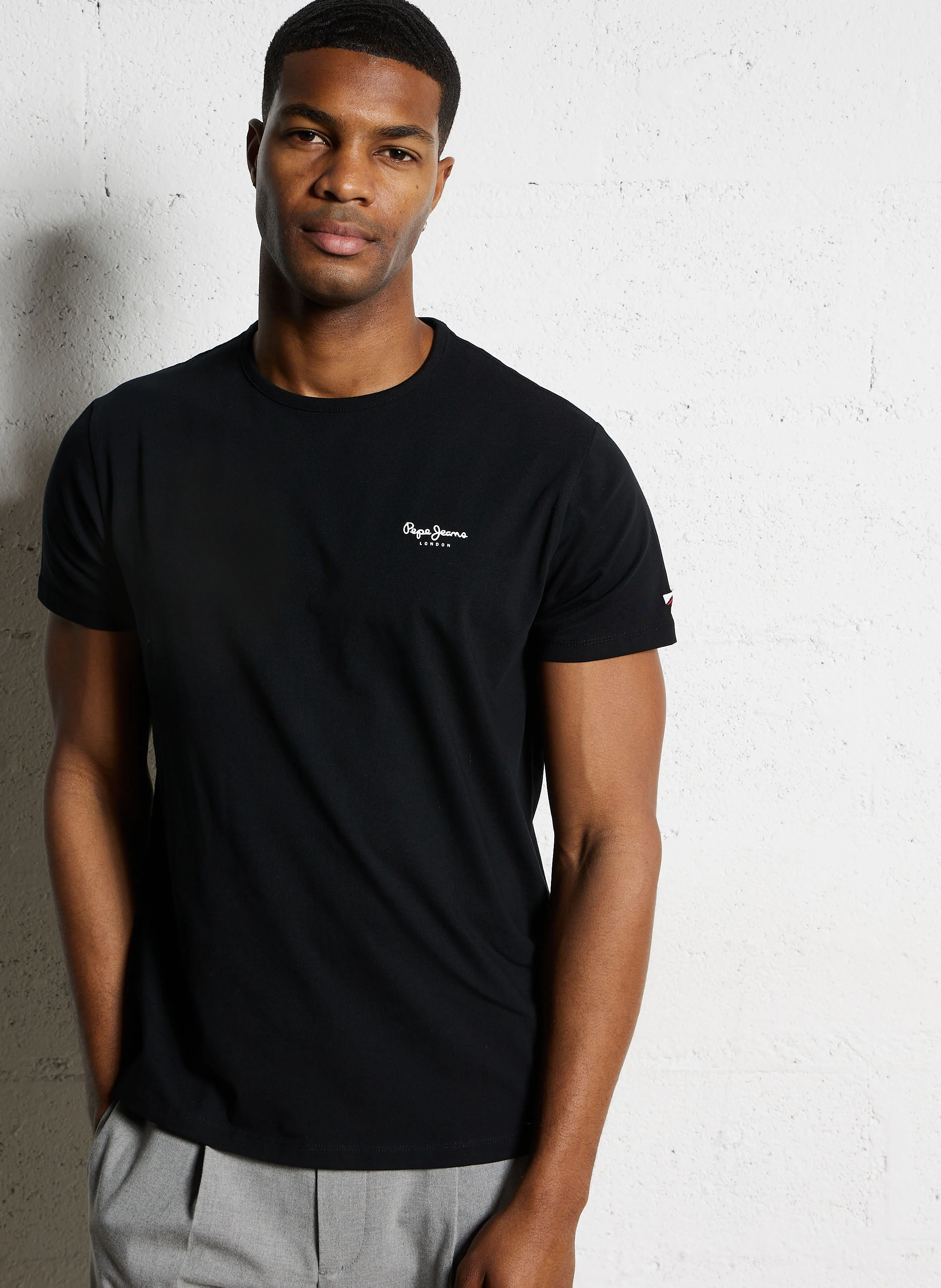 Tee-shirt droit en coton mélangé | Noir