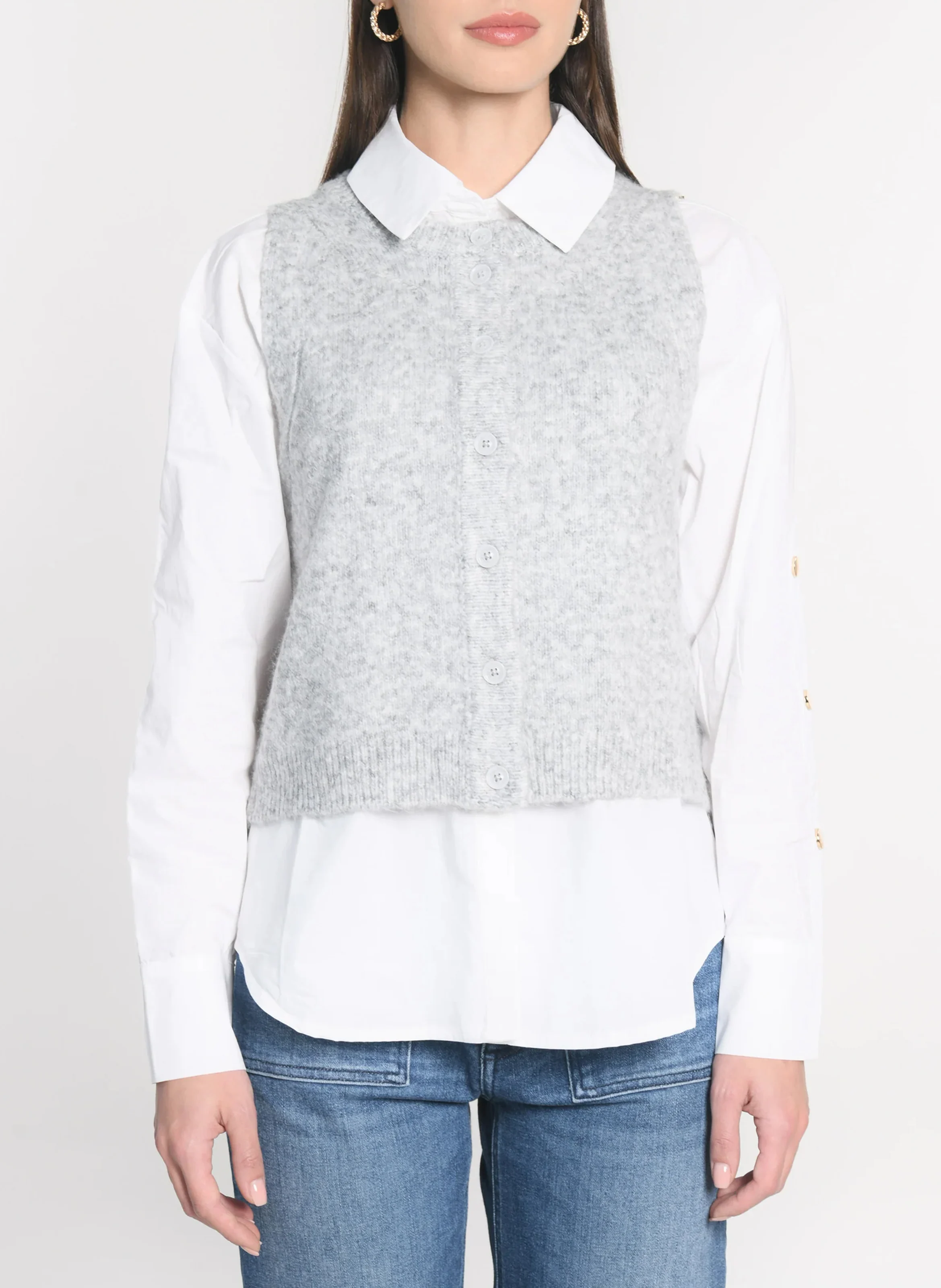 JOANA - Gilet sans manches boutonné | Gris