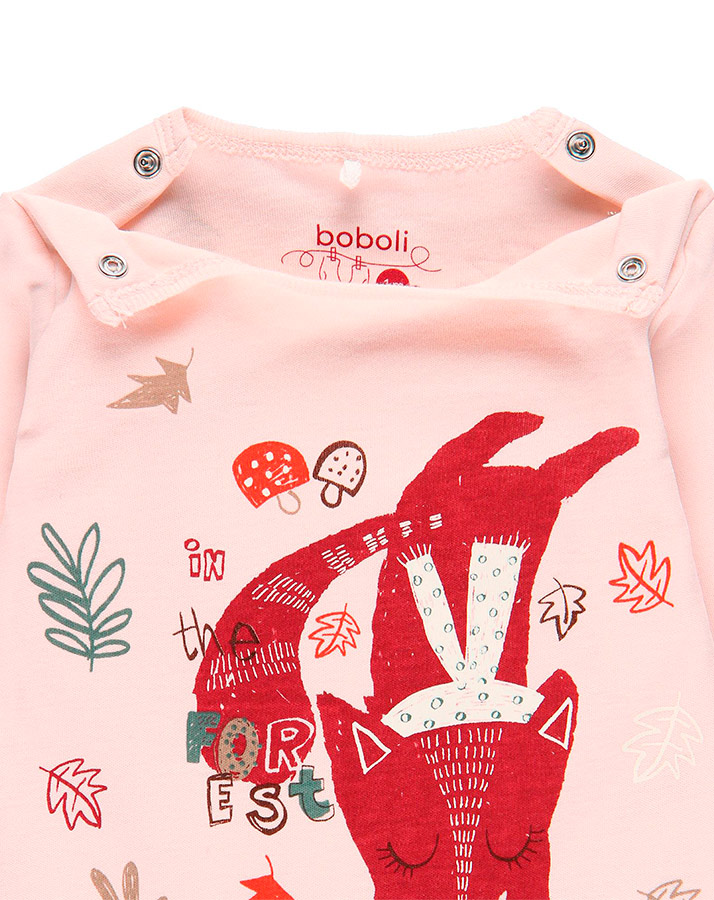 Velours-Strampler WALDTIERE in rosa