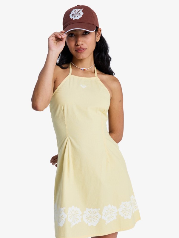 After Glow Mini Solid Robe dos-nu Jaune Femme
