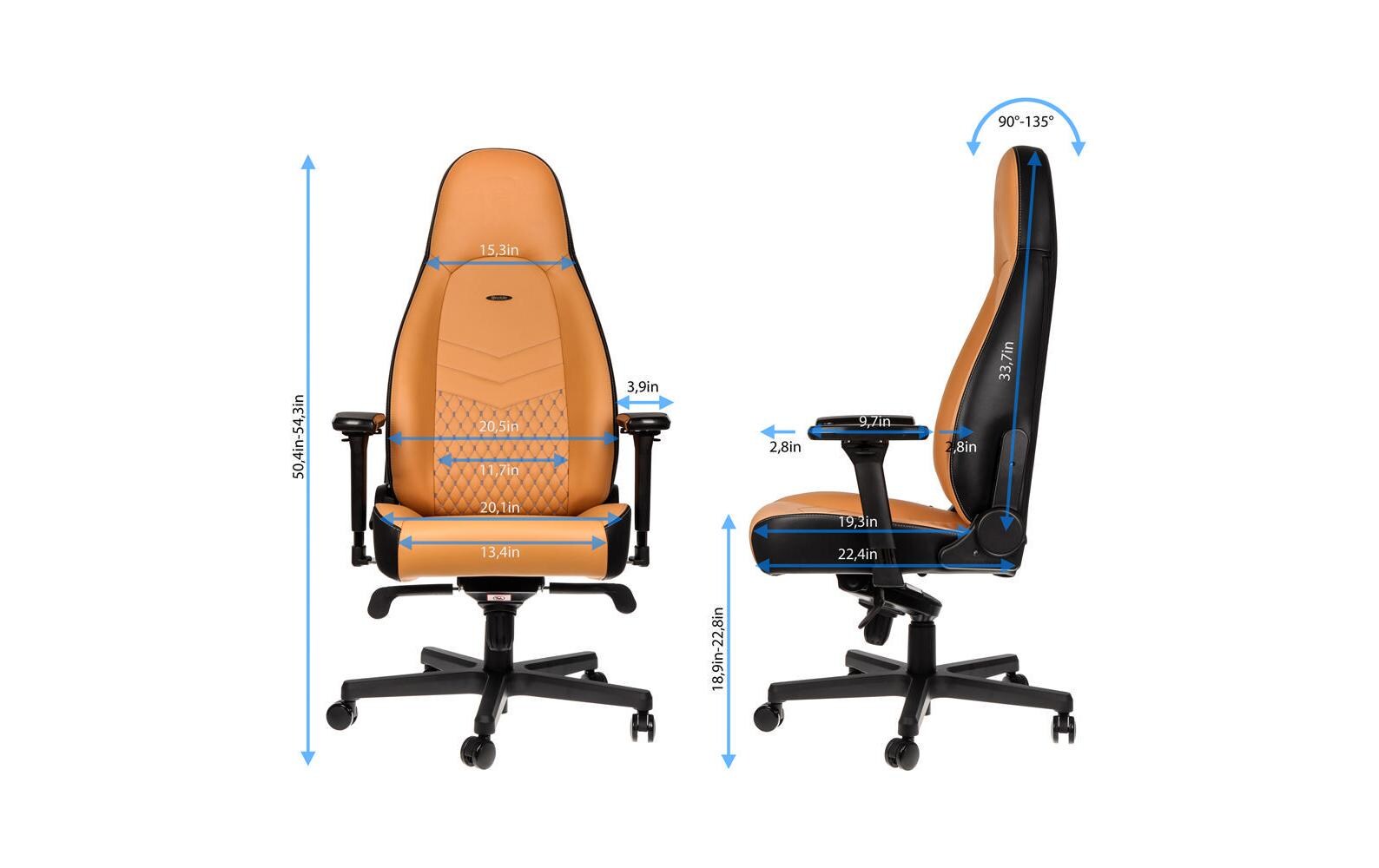 Gaming-Stuhl ICON Echtleder Cognac<br>Echtleder -Computersessel