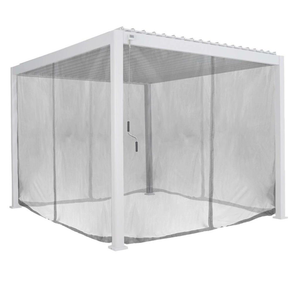 Kit de rideaux et moustiquaire pour pergola evora (4 doubles rails, 4 rideaux et 4 moustiquaires)