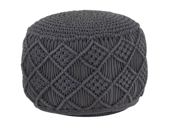 Pouf fait à la main en macramé Anthracite 45x30 cm Coton