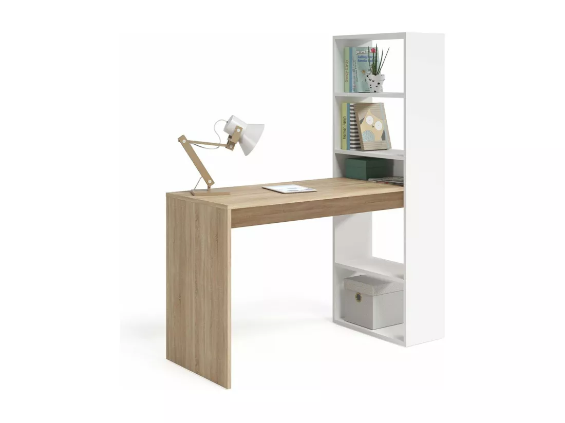 Bureau réversible avec étagère de rangement - L120 cm
