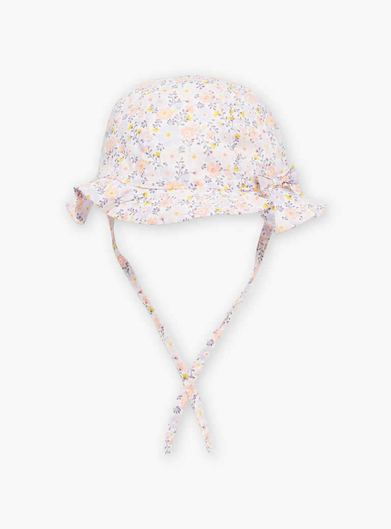 Chapeau en popeline blanc à imprimé fleurs