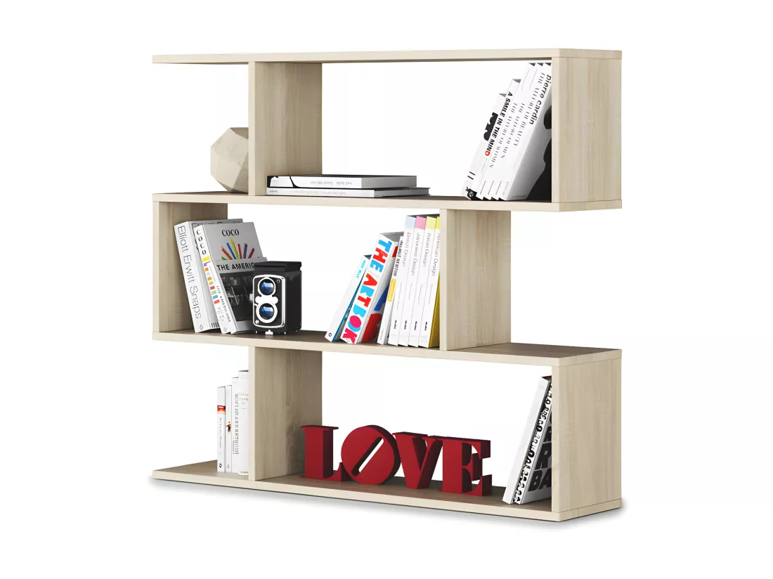 Bibliothèque 3 niveaux Chêne - TABA - L 110 x l 25 x H 97 cm
