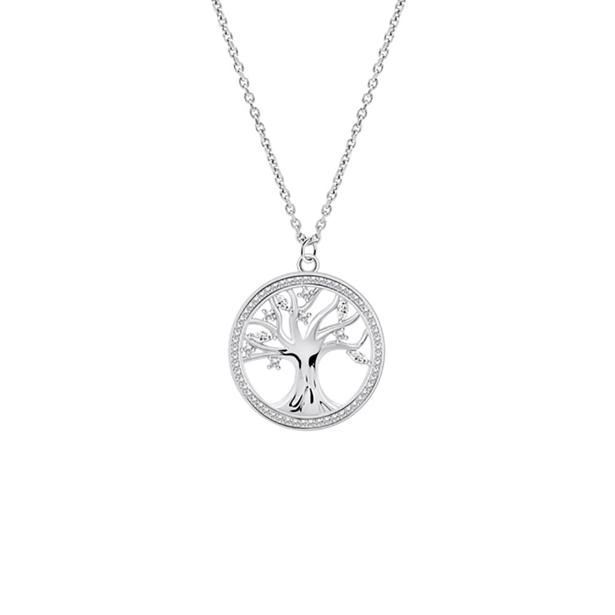 Collier Lotus Silver arbre de vie oxyde de zirconium