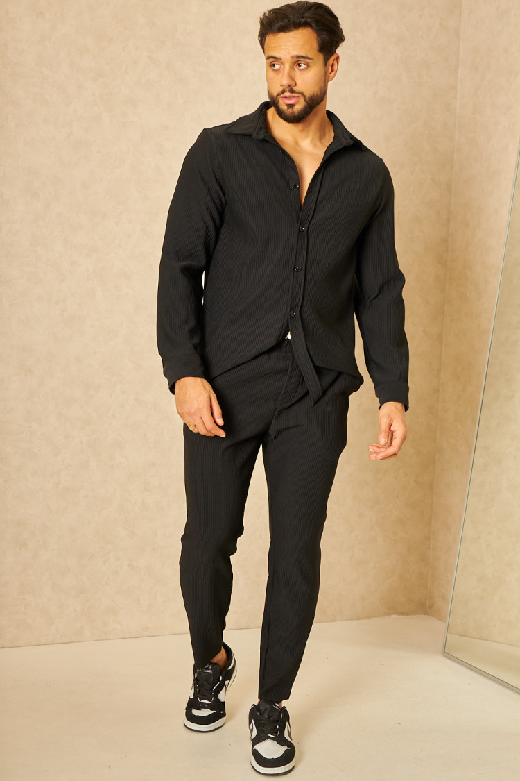Chemise fluide épaisse texturée noire