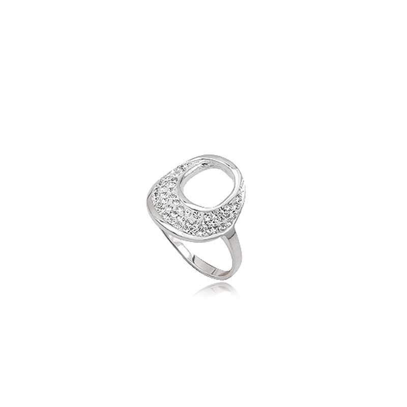 bague argent et strass blanc