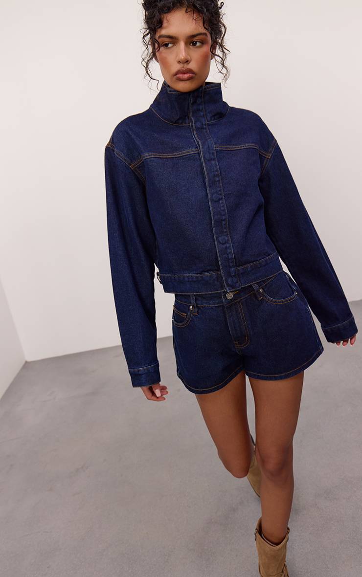 Raw Indigo Wash Short En Jean À Pois