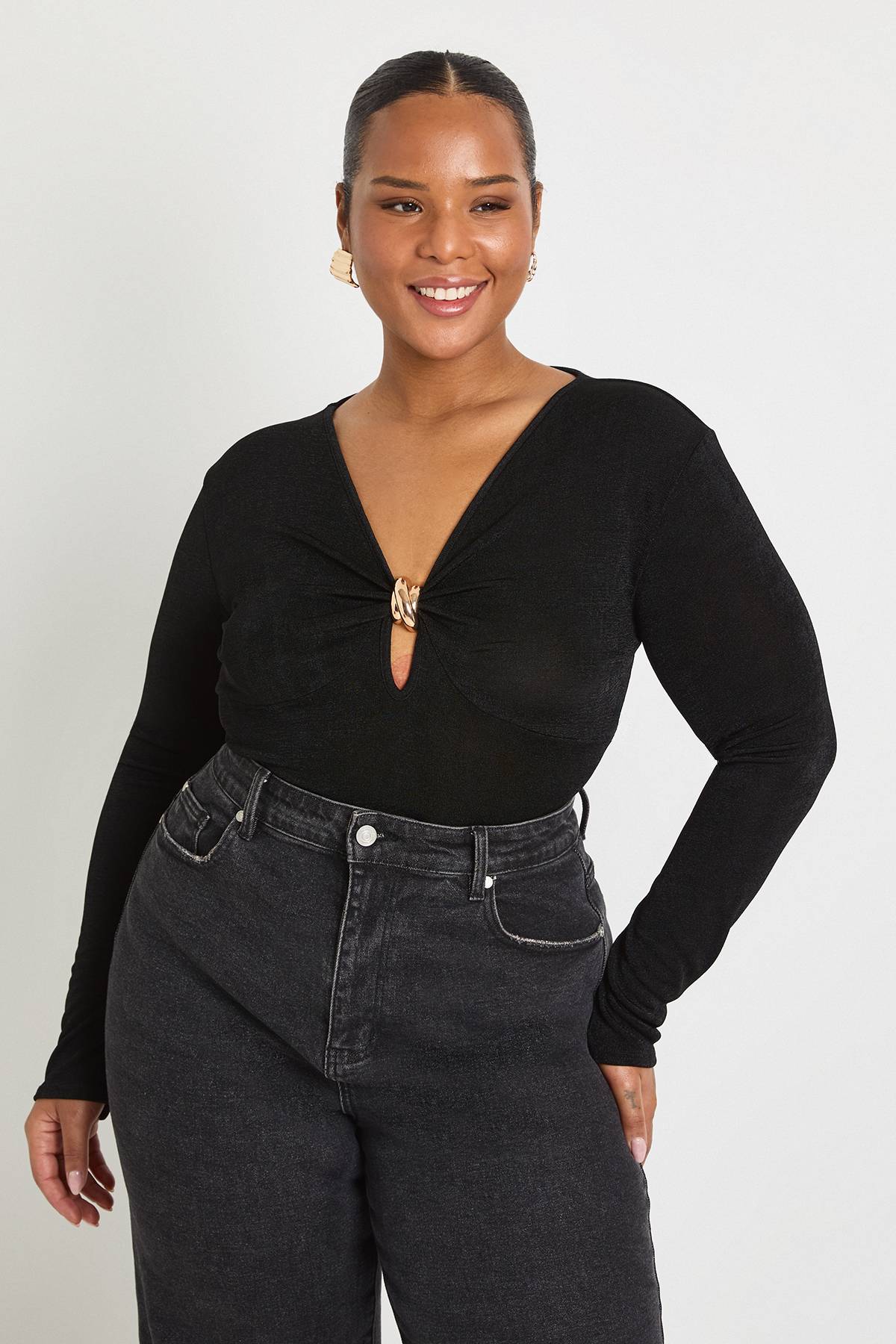 boohoo Body à garniture dorée et décolleté en serrure