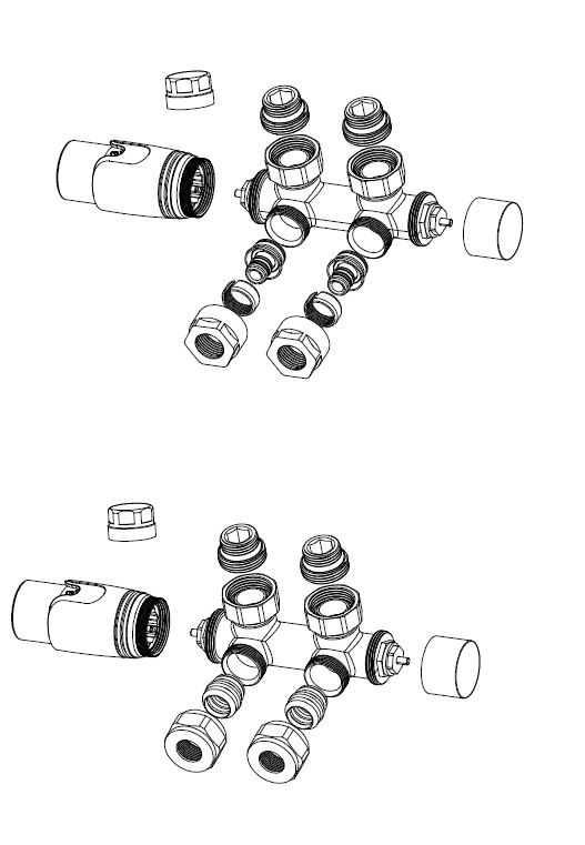 Mueller Nova thermostatisch onderblok set haaks glans wit