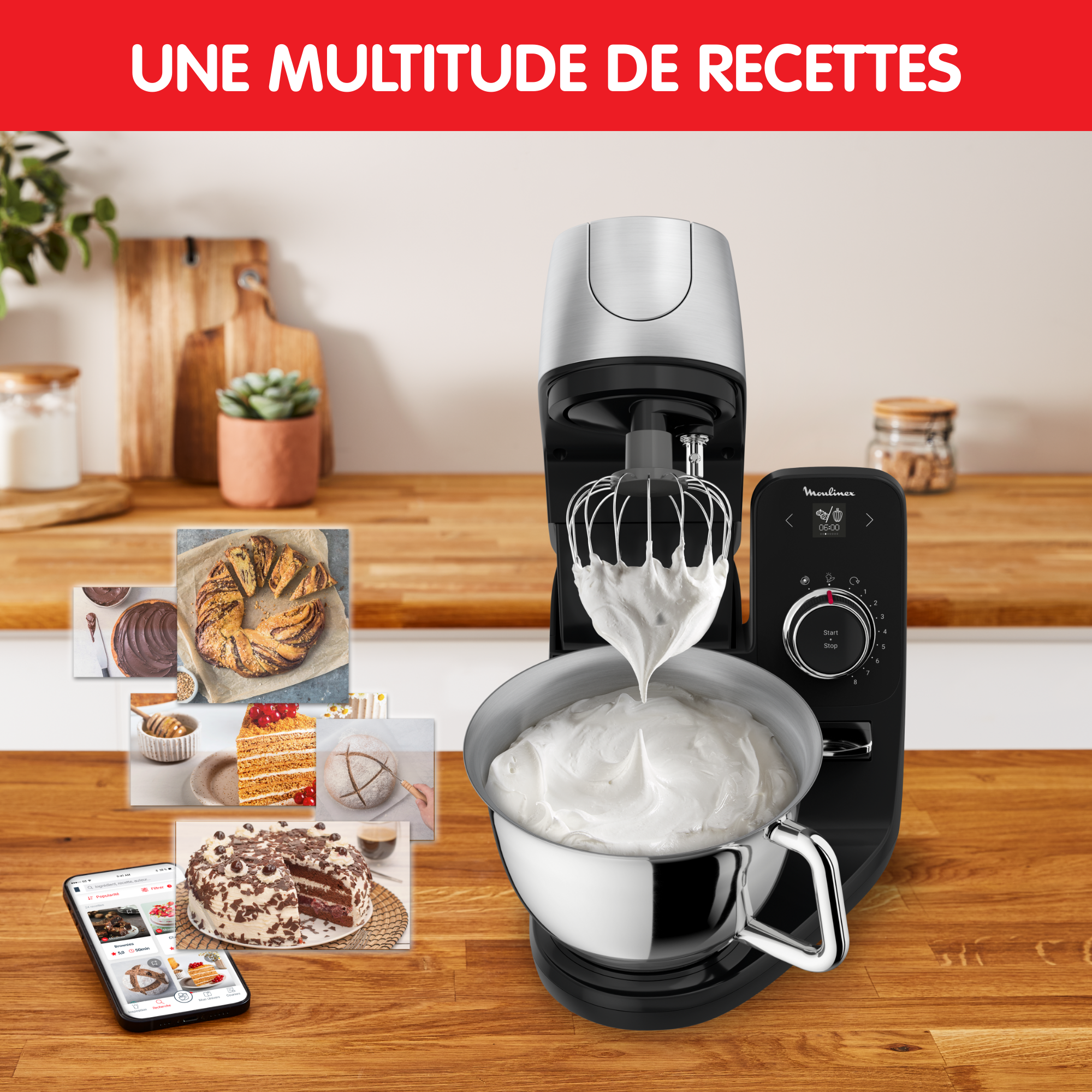 Coach, robot pâtissier, 8 programmes, coaching sur l'app gratuite, pinceau + maryse