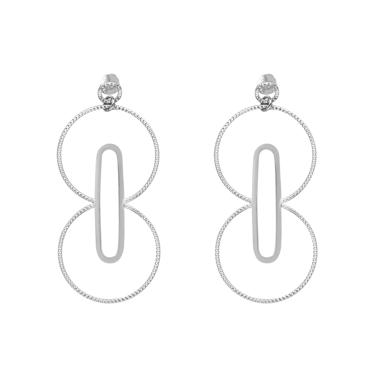 Boucles D'oreilles Géométriques Argent Rhodié