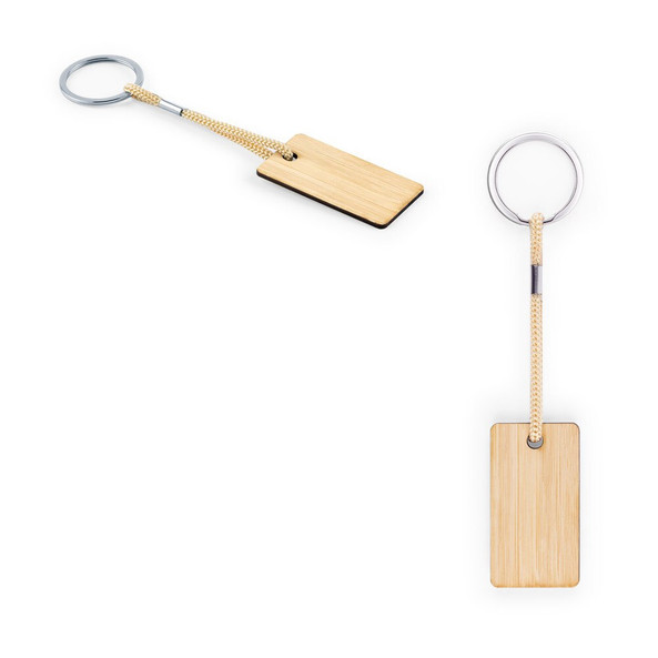hi!dea 95089 - Porte-clés rectangulaire en bambou avec cordon en PET