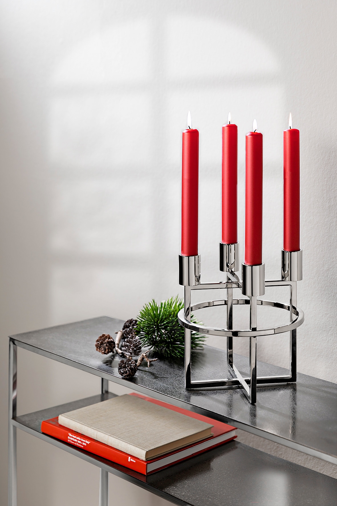 Fink Stabkerzenleuchter 4-flammig CAPRICE 23 cm silberfarbig/vernickelt