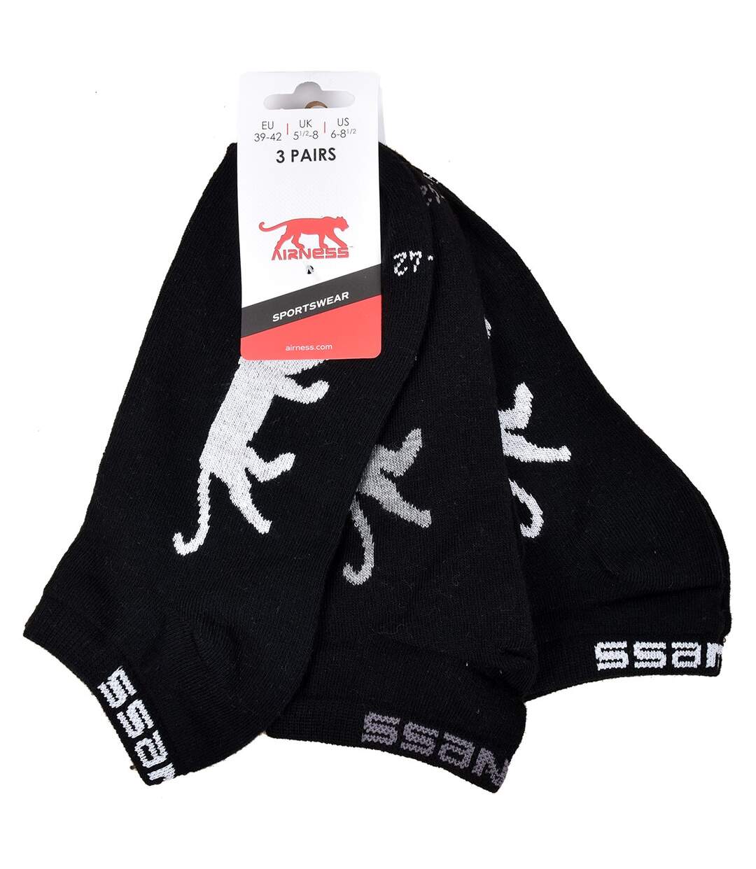 Chaussettes Homme AIRNESS Qualité et Confort-Assortiment modèles photos selon arrivages- Pack de 6 Paires AIRNESS SNEAKER noires