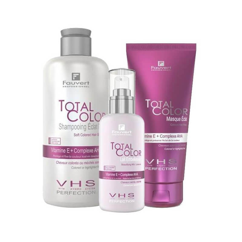 Pack cheveux colorés avec lait sans rinçage Eclat Total Color Fauvert Professionnel