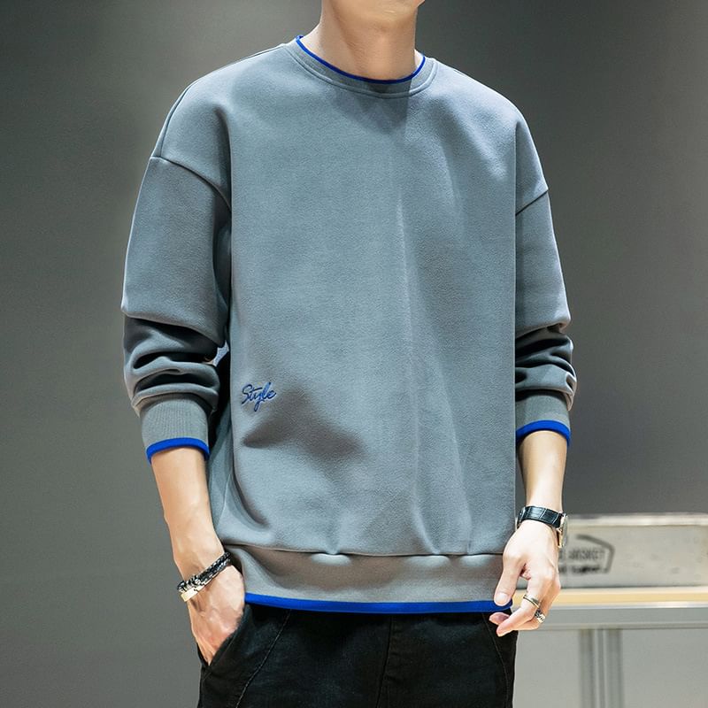 Lefitt - Sweatshirt met ronde hals en effen kleur