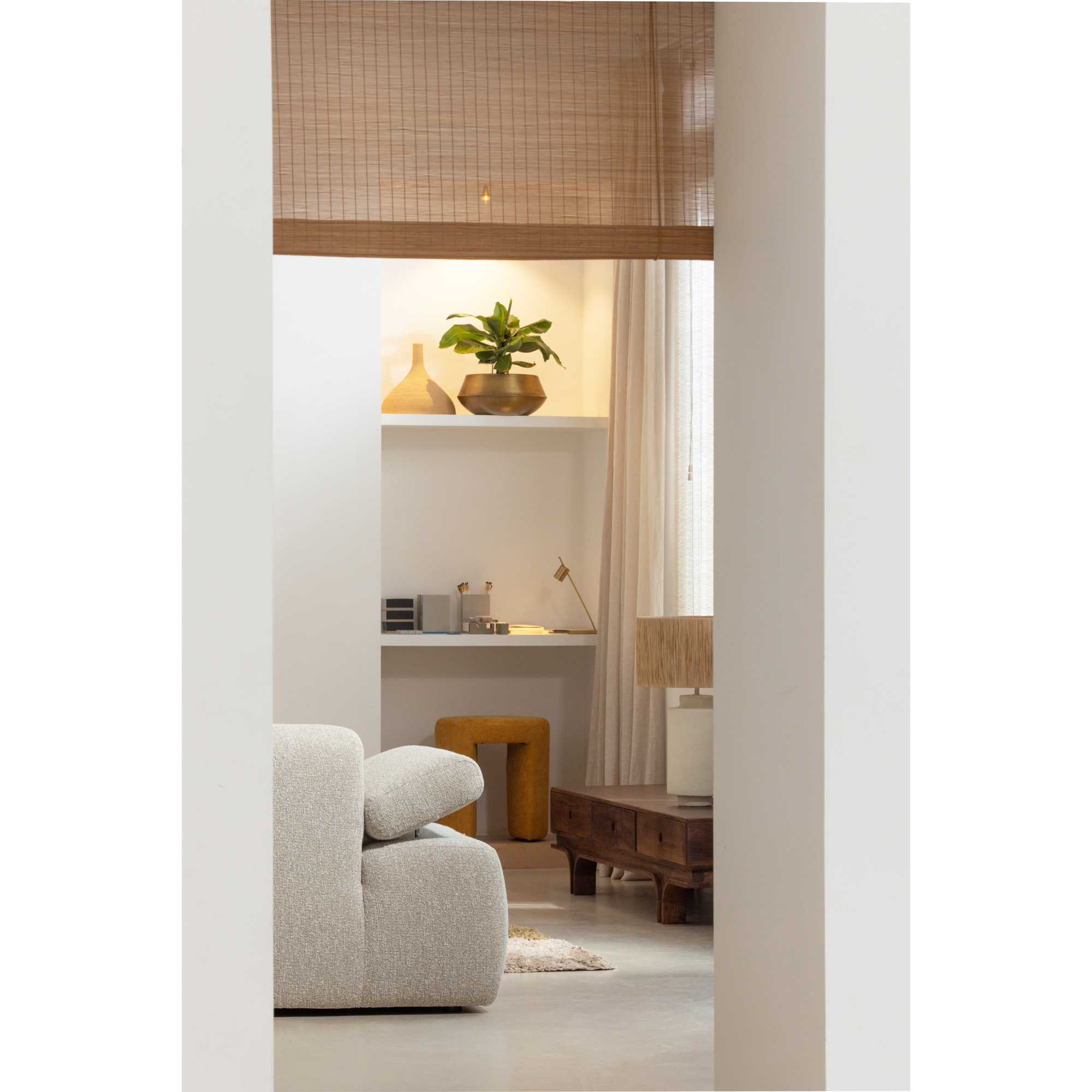 Chaise Longue Mojo Element Mojo Chaise Longue Element Links - Geweven Ribstof - Donkerzand