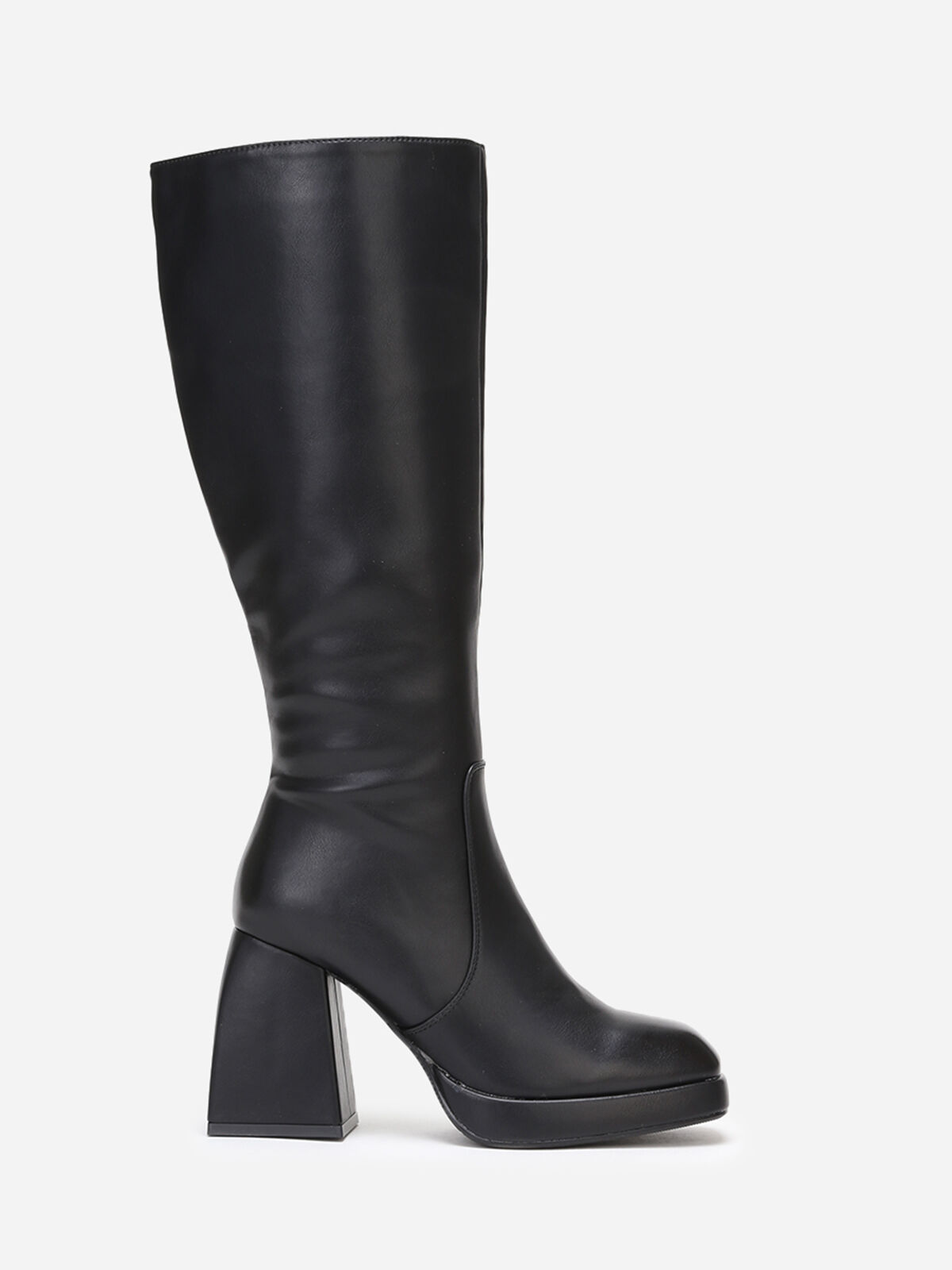 Bottes à talon trapèze- Noir