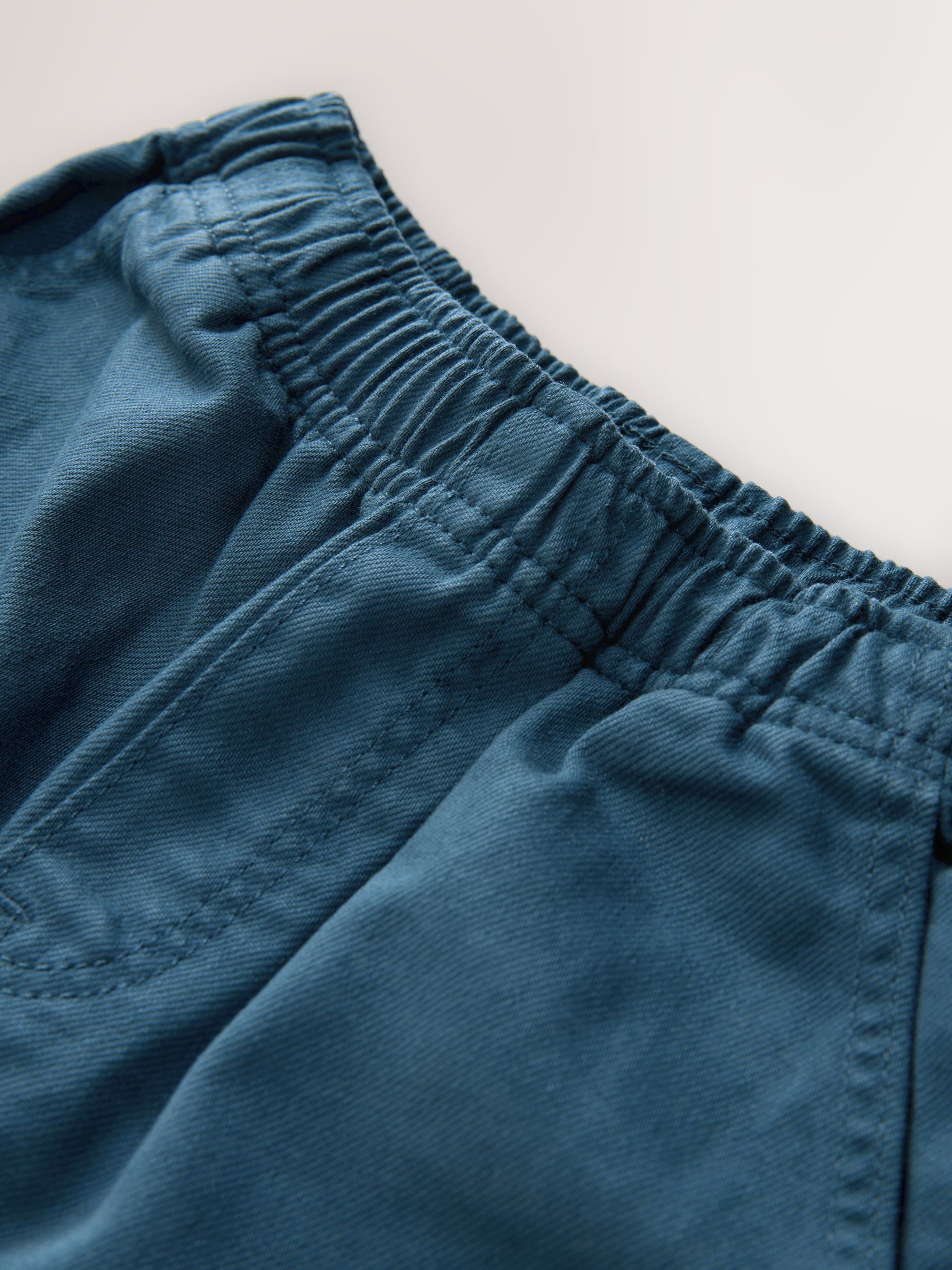 Marineblauw - Twill jeans met aantrekkoord (3-16jr)