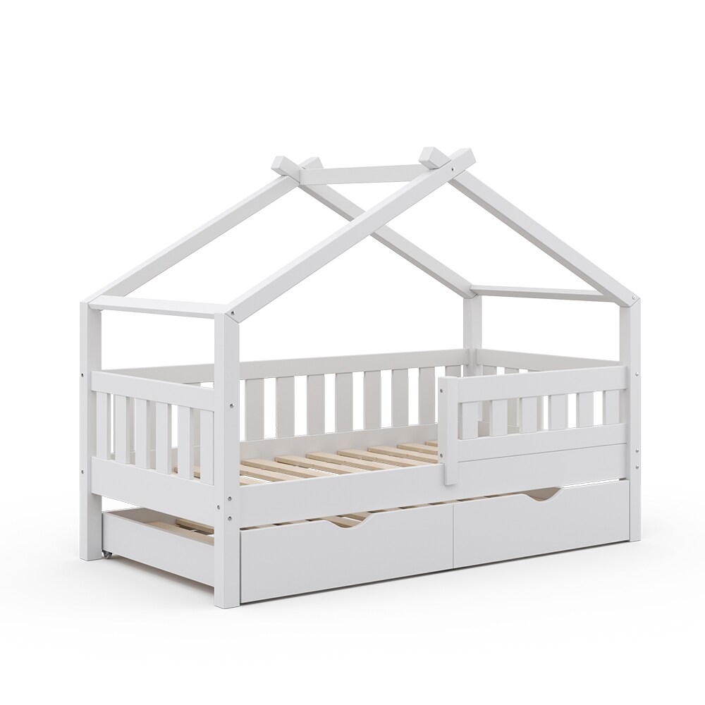 VitaliSpa Design Kinderbett 160x80 Babybett Hausbett Gästebett Lattenrost weiß