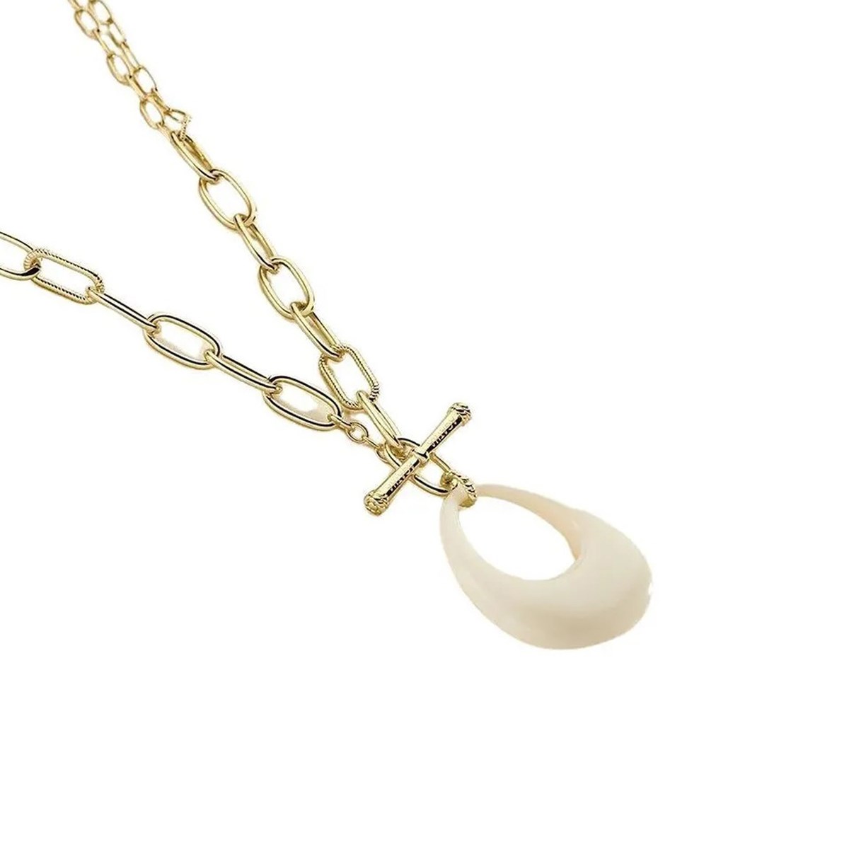 Collier long Agatha Brigitte doré et ivoire