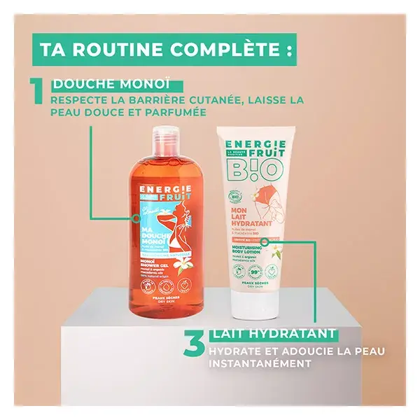 Loção Corporal Energie Fruit para Pele Seca com Óleos Orgânicos de Monoi e Macadâmia 200ml