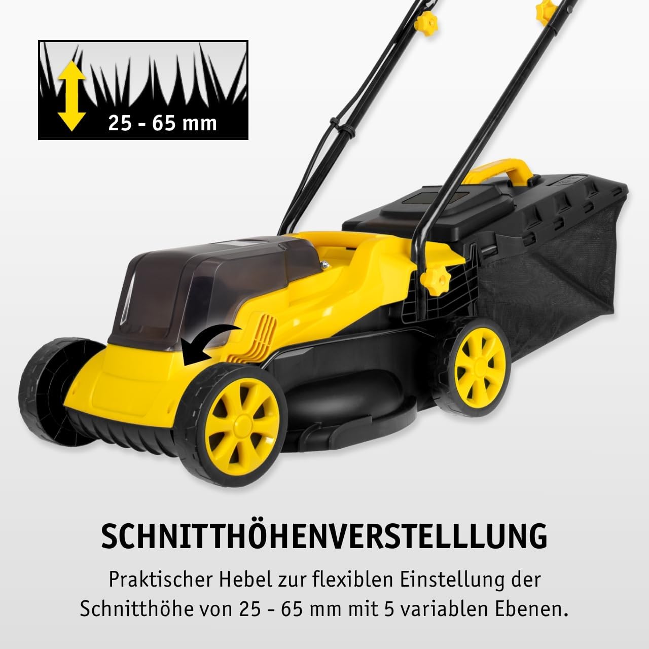 Akku-Rasenmäher 20V mit 2X Akkus & Ladegerät | 320mm Schnittbreite | Höhenverstellbar (25-65mm) | 30L Grasfangkorb | Ergonomischer Handgriff | Schnellladung in 60-90 Min | Leicht & Wendig